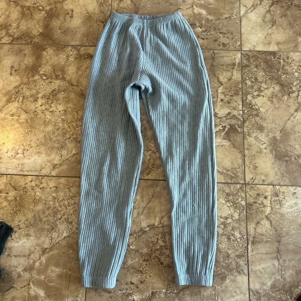 PrettyLittleThing Sky Blue Ribbed Trousers